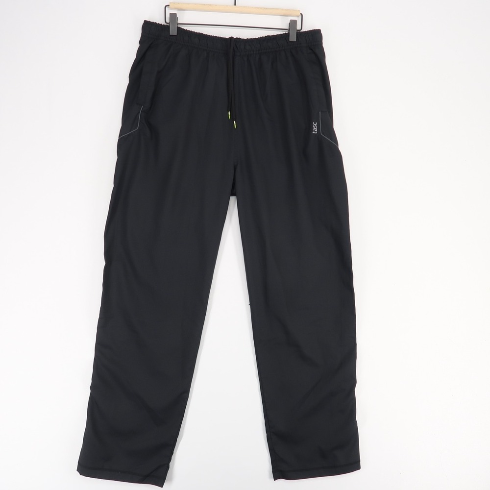 Tasc Recess Pants Mens XL Black Hybrid Ankle Zip Elastic Waist Drawstring Bamboo